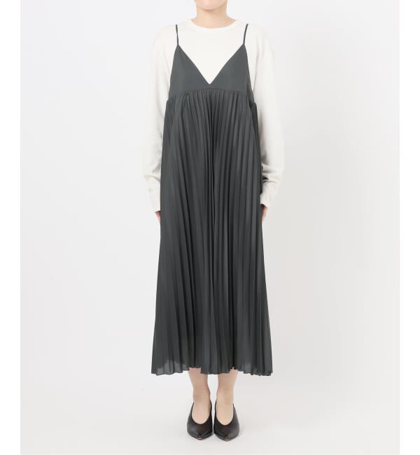 SLOBE IENA「《追加》パウダリーサテンプリーツキャミワンピース」|ワンピース|