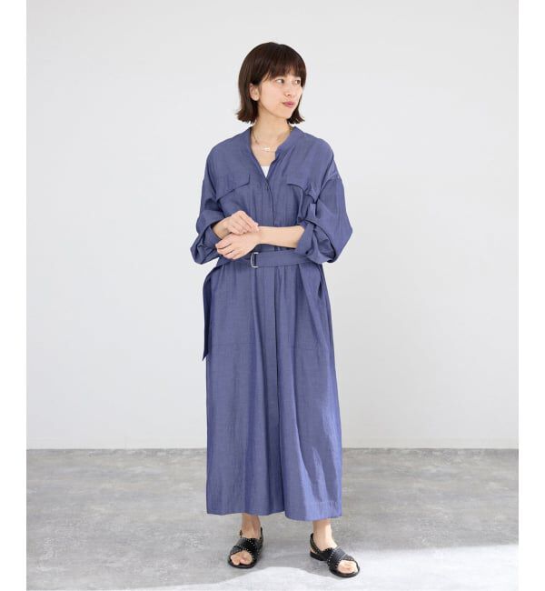 IENA「2WAY シャンブレー ワークワンピース」|ワンピース|