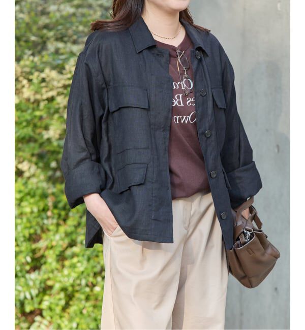 JOURNAL STANDARD「《追加3》リネンミリタリージャケット」|ミリタリージャケット|ブラック