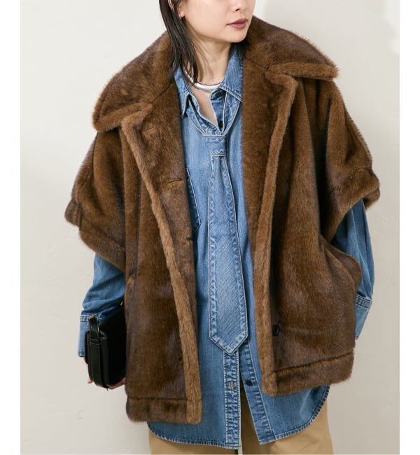 JOURNAL STANDARD「Mink Like Fur Poncho」|ポンチョ・ケープ|ブラウン