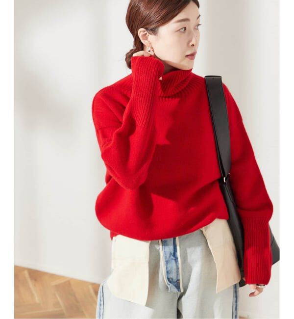 journal standard L'essage「《追加》【ISLAND TIDES/アイランドタイド】ラムズウールタートルネック」|ニット・セーター|レッド