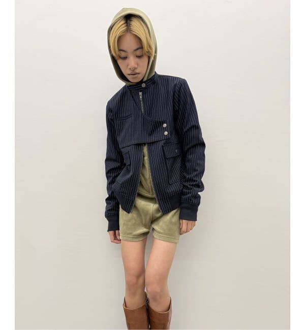 Oriens JOURNAL STANDARD「ストライプバイカージャケット」|その他|ネイビー