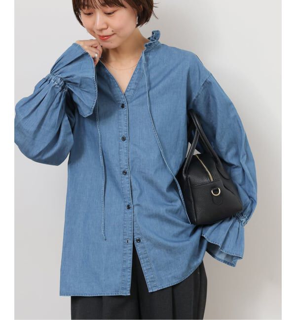 JOURNAL STANDARD relume「《追加》ライトデニムスタンドカラーブラウス」|シャツ・ブラウス|ブルー A