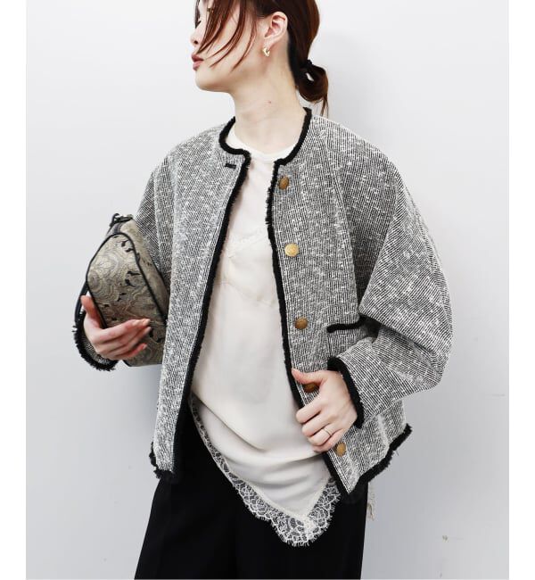 journal standard L'essage「《追加》【一部店舗＆WEB限定】GIOLICATWEED ドルマンジャケット 3」|ノーカラージャケット|