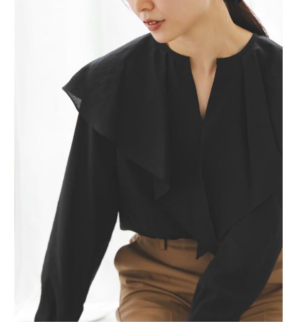NOBLE「《追加》ブライトシアーフリルブラウス」|シャツ・ブラウス|ブラック