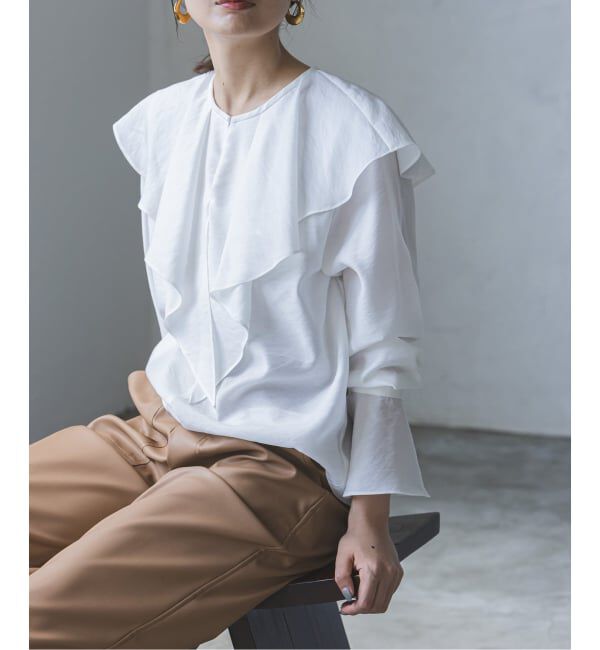 NOBLE「《追加》ブライトシアーフリルブラウス」|シャツ・ブラウス|