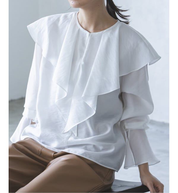 NOBLE「《追加》ブライトシアーフリルブラウス」|シャツ・ブラウス|