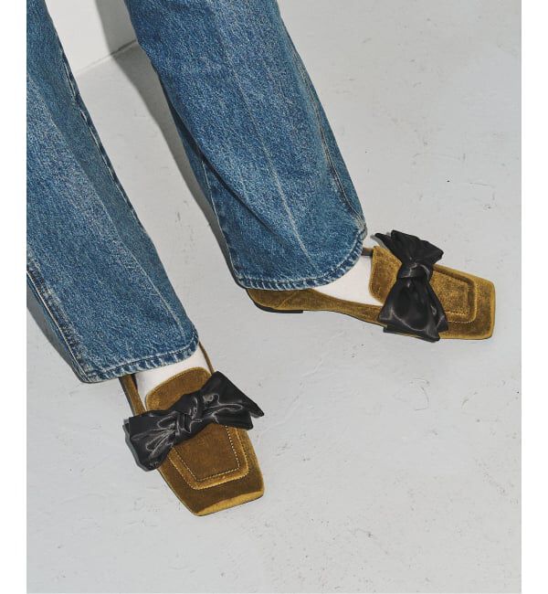 GRISE「GRISEワイドスクエアビッグリボンローファー」|ローファー|カーキ