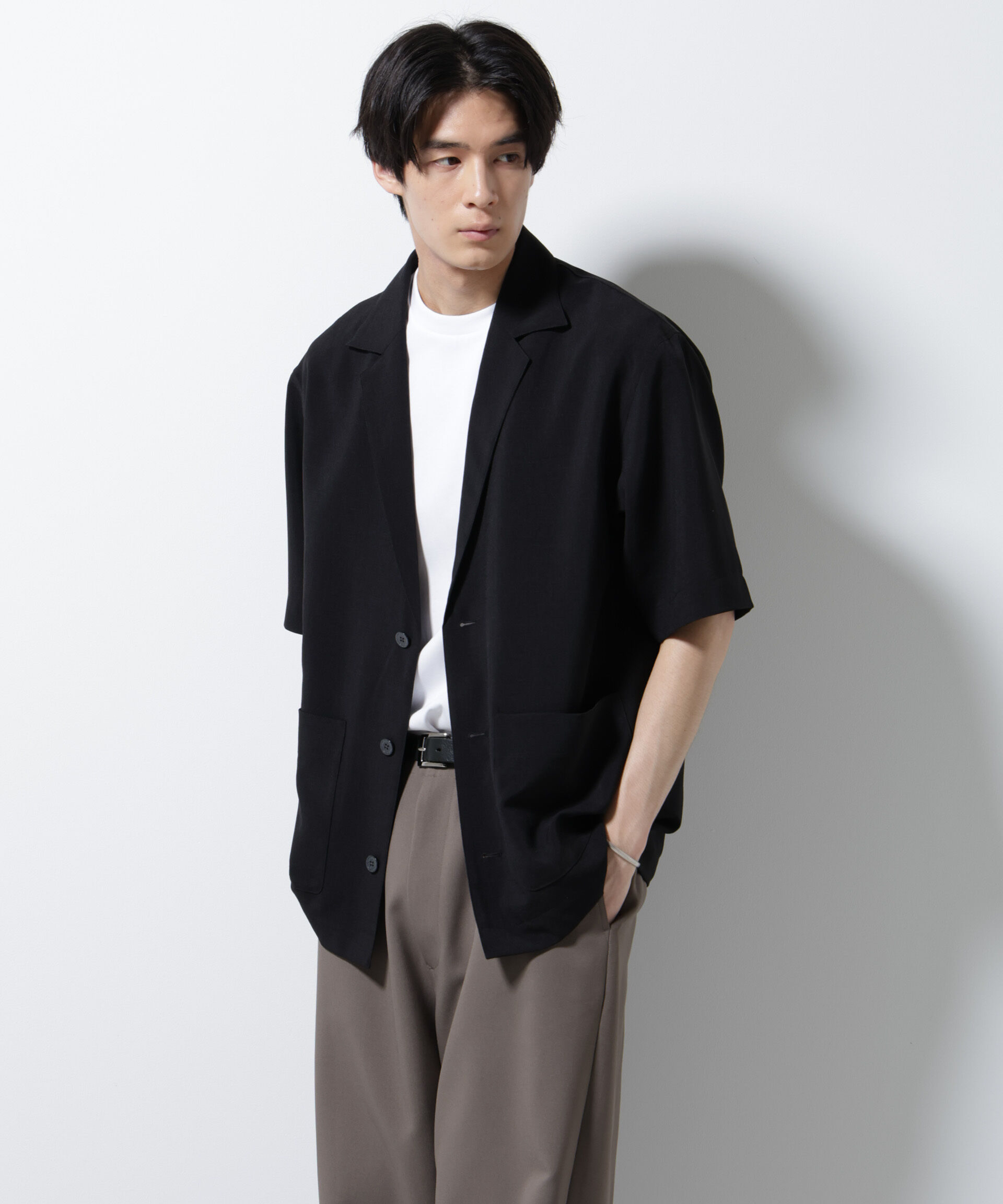 nano･universe「メランジドライシャツジャケット 半袖（セットアップ可）」|シャツ・ブラウス|