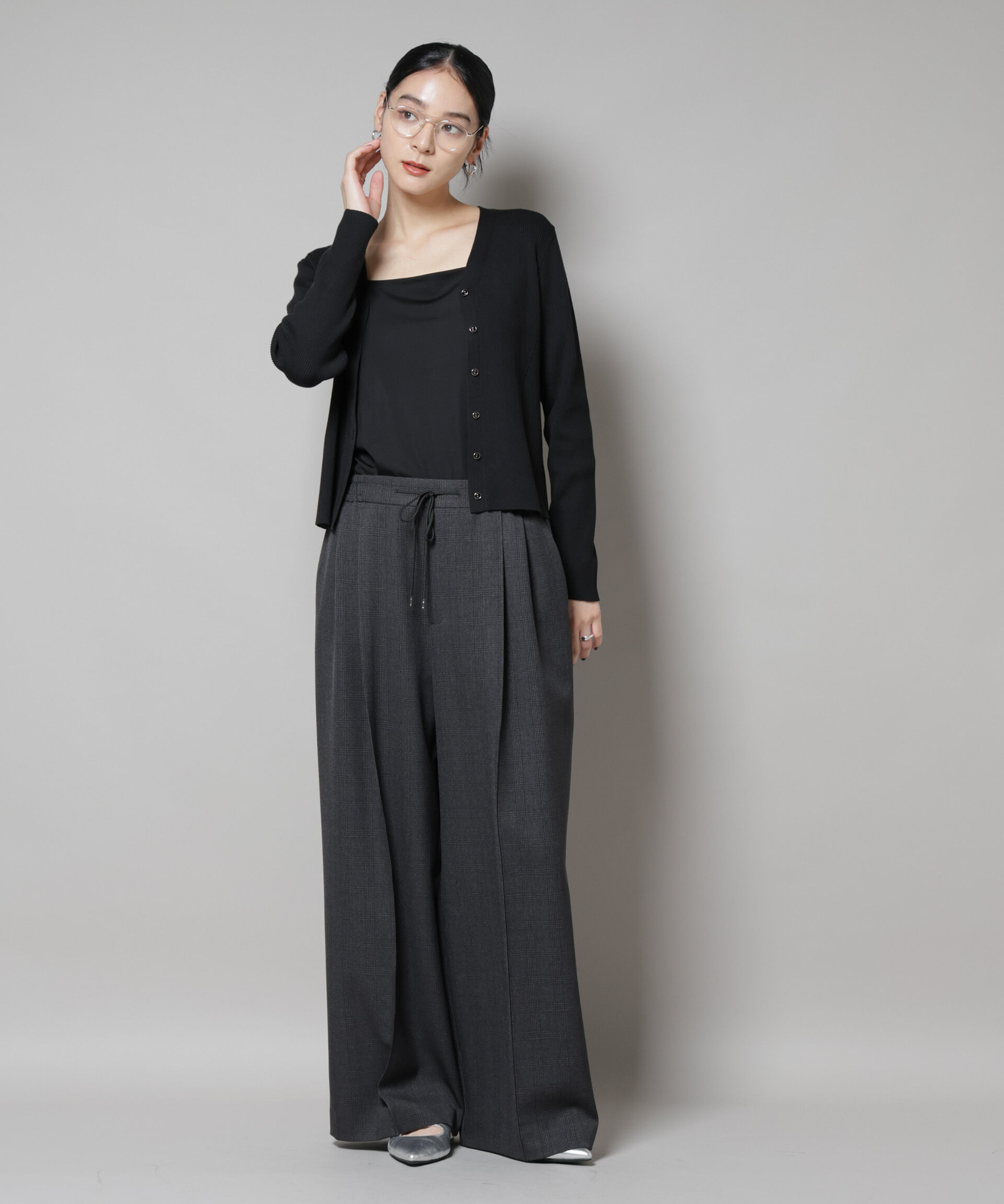 nano･universe「CICA&UVカット加工Vネックリブカーディガン」|ニット・セーター|