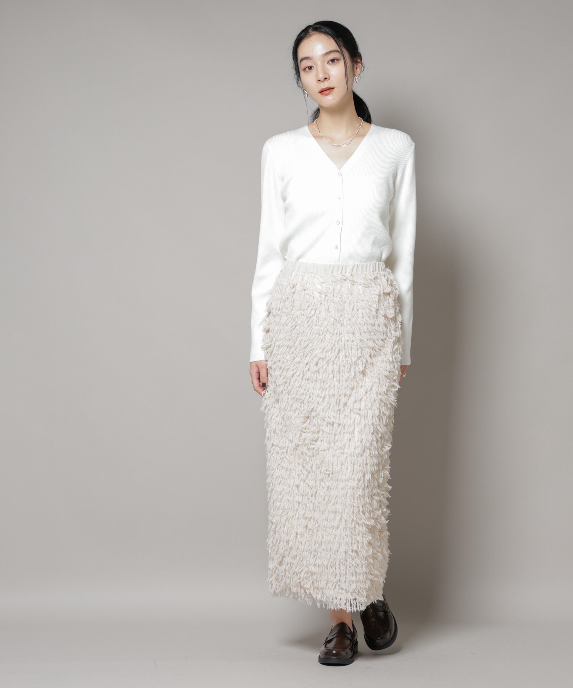 nano･universe「CICA&UVカット加工Vネックリブカーディガン」|ニット・セーター|