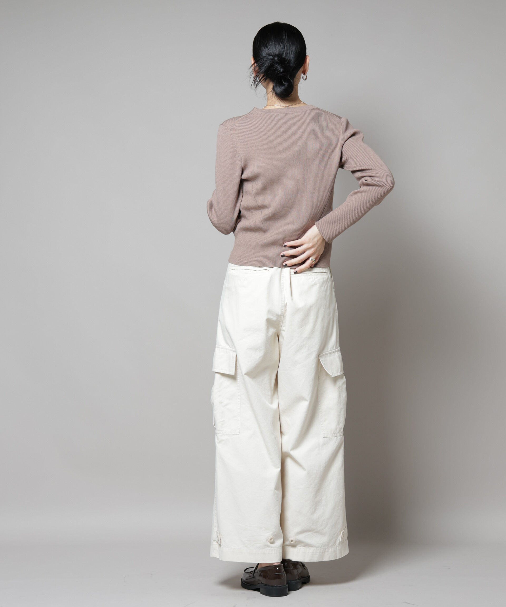 nano･universe「CICA&UVカット加工Vネックリブカーディガン」|ニット・セーター|