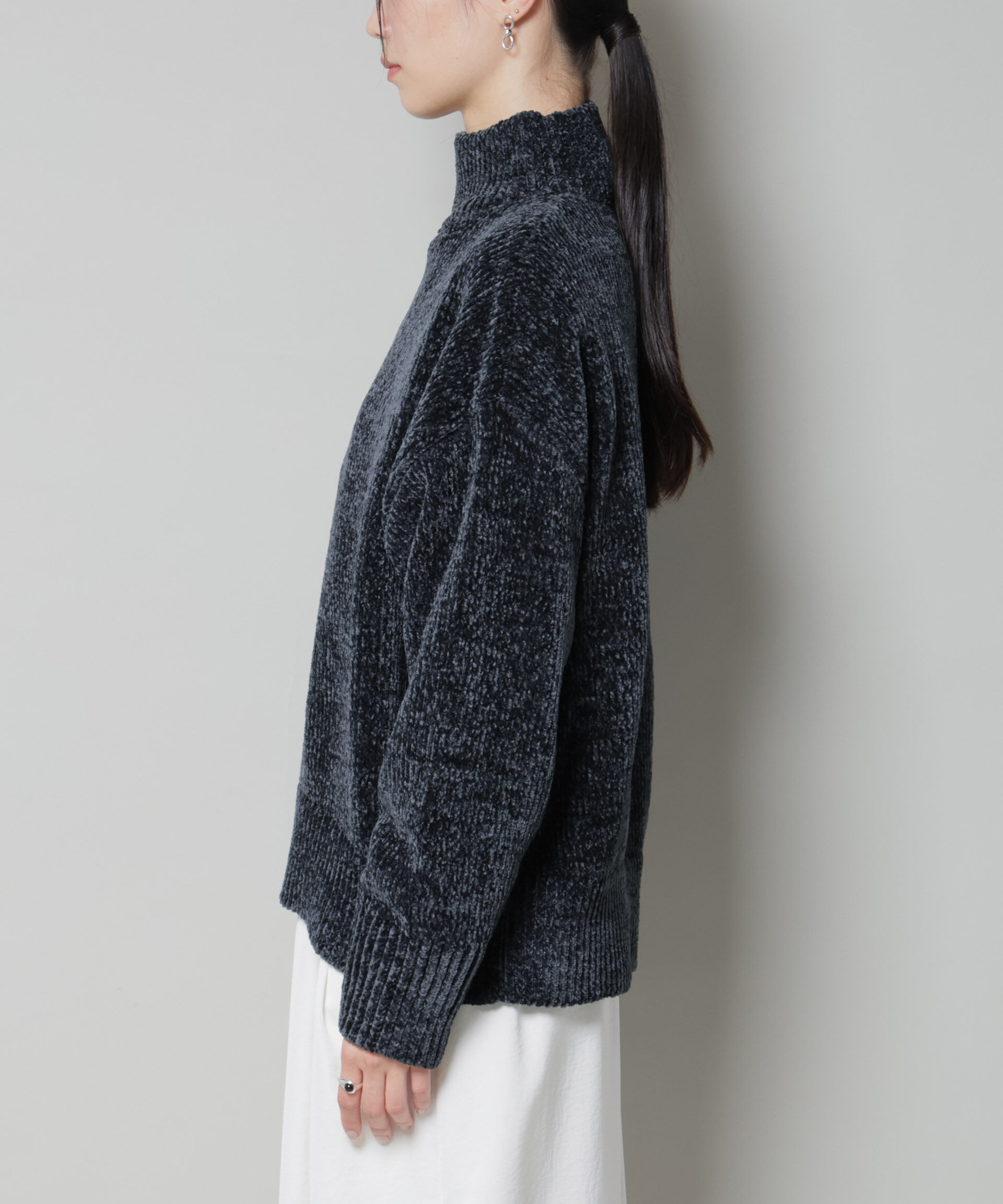 nano･universe「ベロアモールハイネックワイドニット」|ニット・セーター|