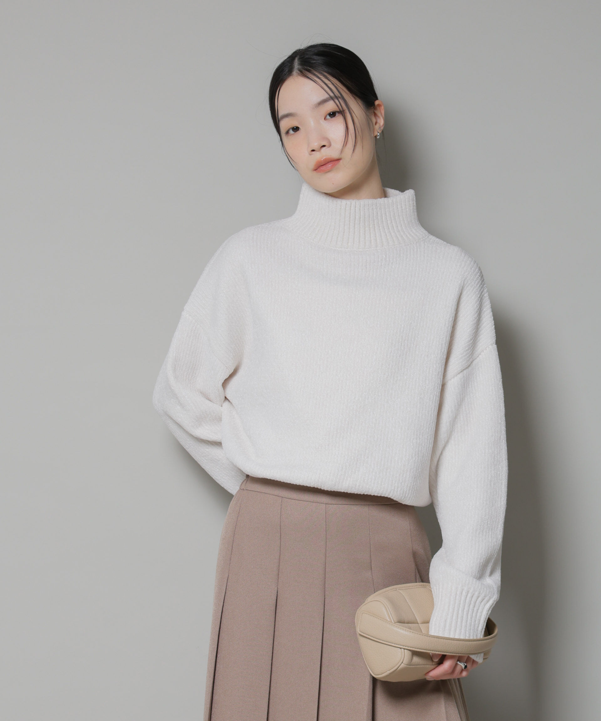 nano･universe「ベロアモールハイネックワイドニット」|ニット・セーター|アイボリー7