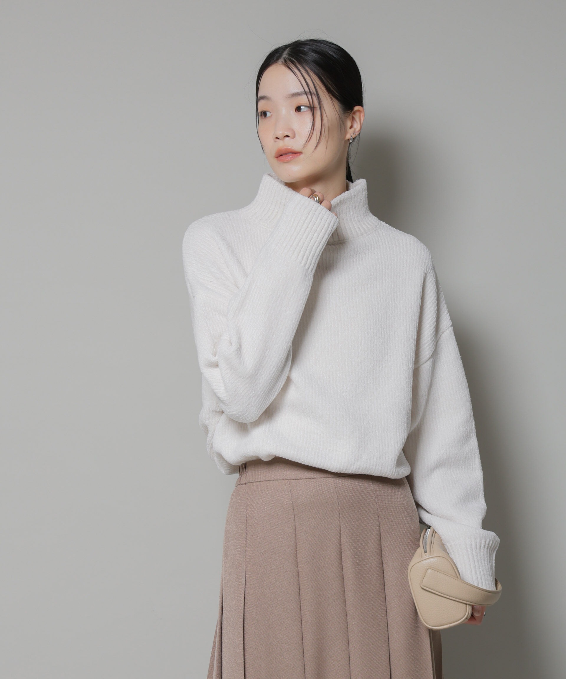 nano･universe「ベロアモールハイネックワイドニット」|ニット・セーター|