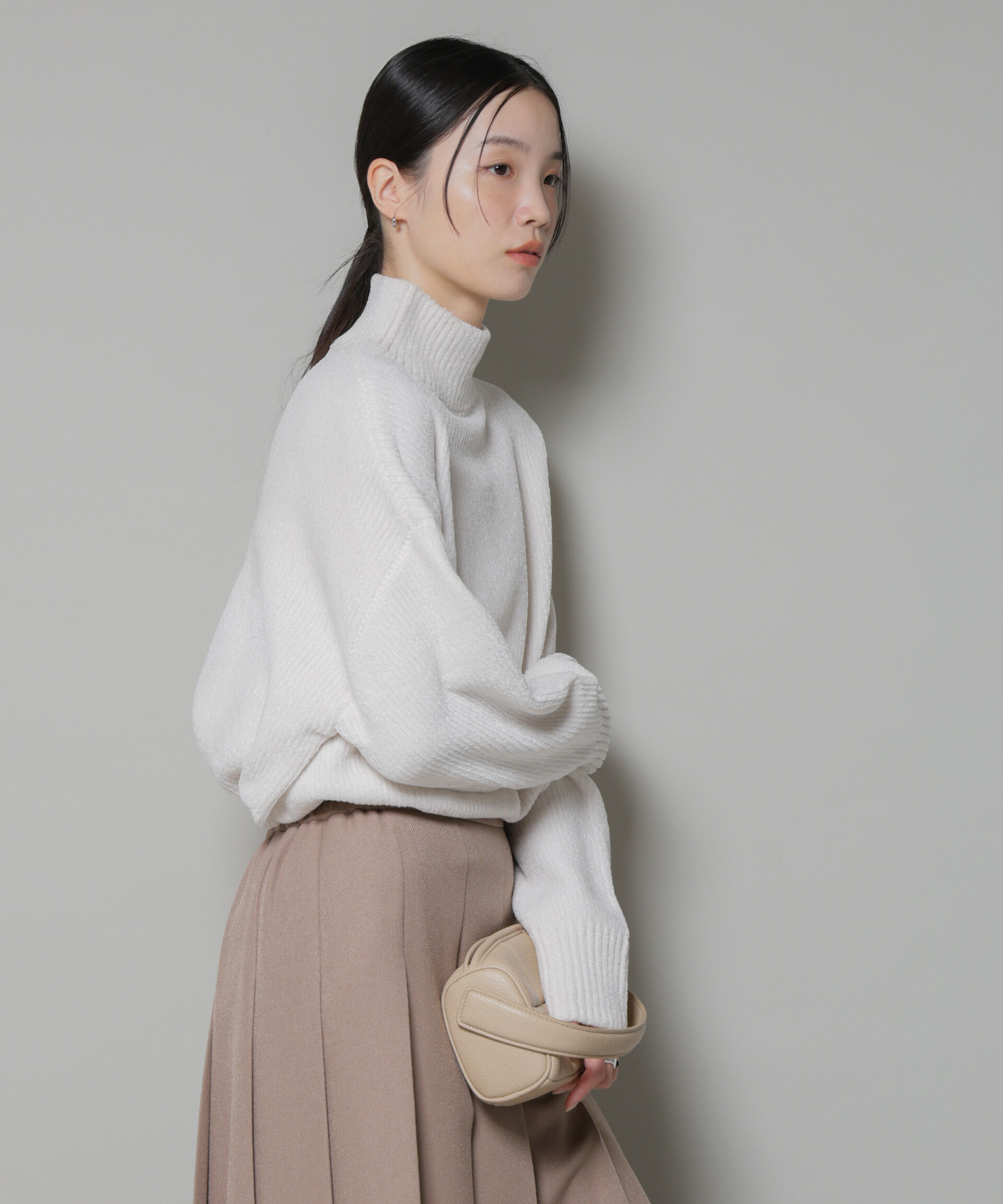 nano･universe「ベロアモールハイネックワイドニット」|ニット・セーター|