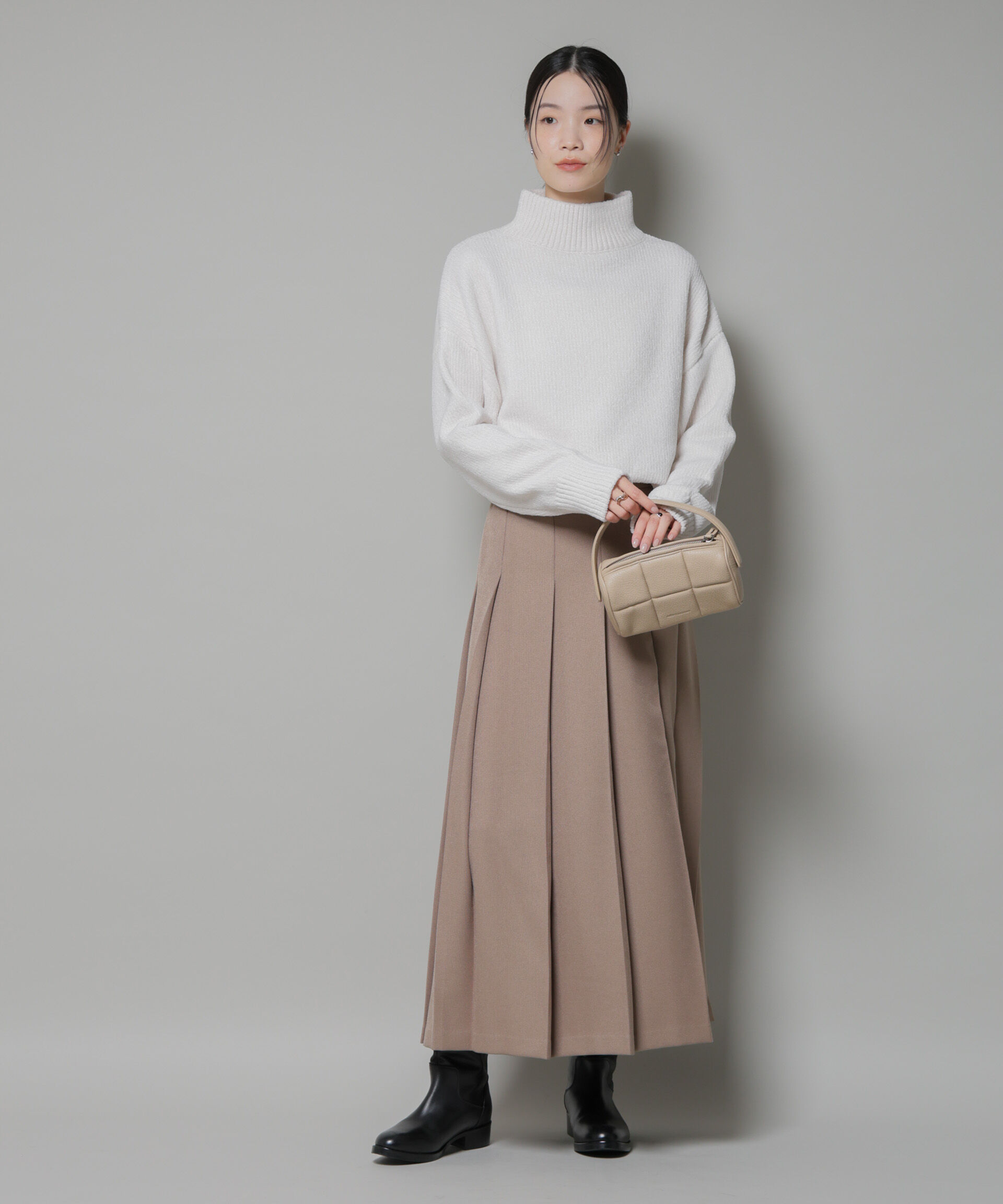 nano･universe「ベロアモールハイネックワイドニット」|ニット・セーター|