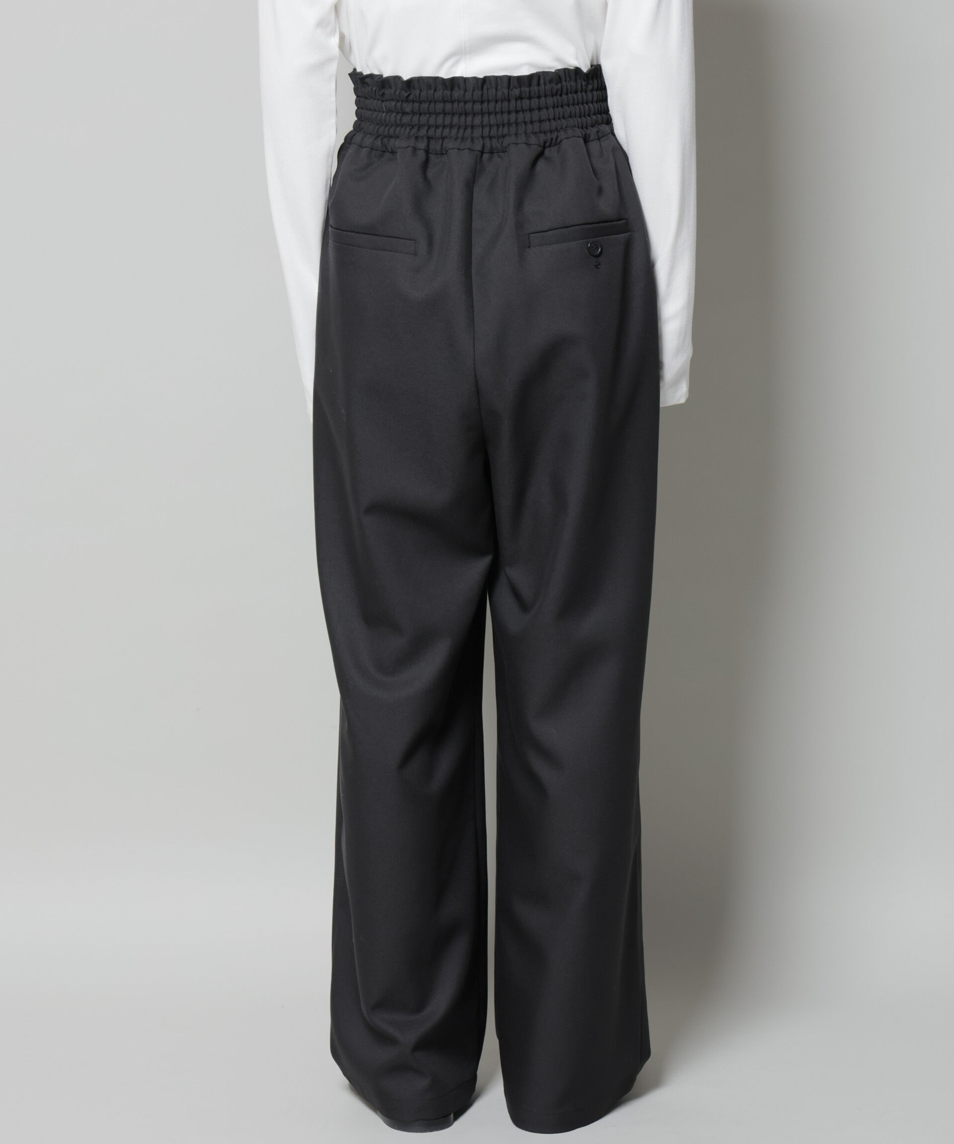 nano･universe「ウエストシャーリングゴムTRワイドパンツ」|チノ|