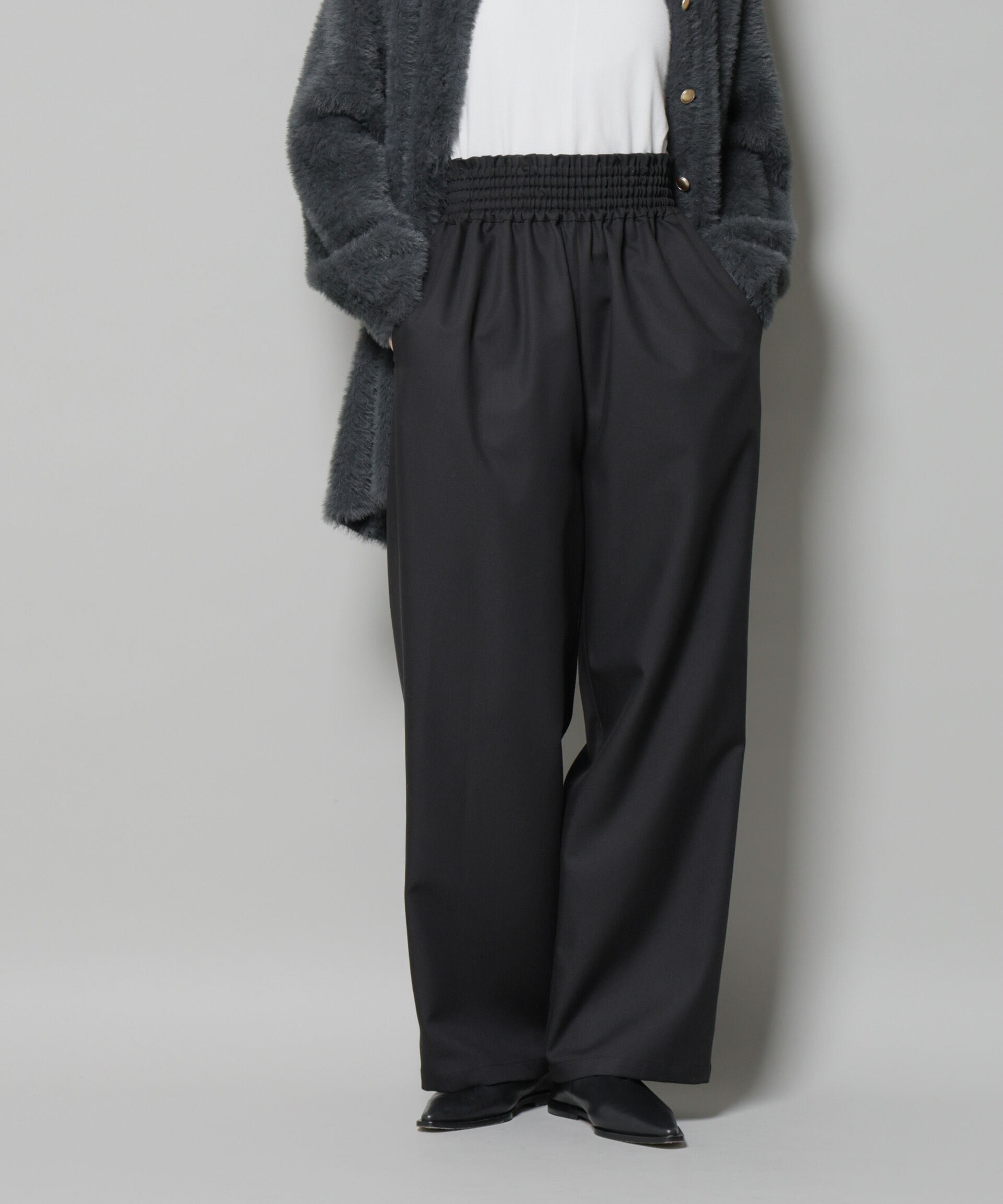 nano･universe「ウエストシャーリングゴムTRワイドパンツ」|チノ|