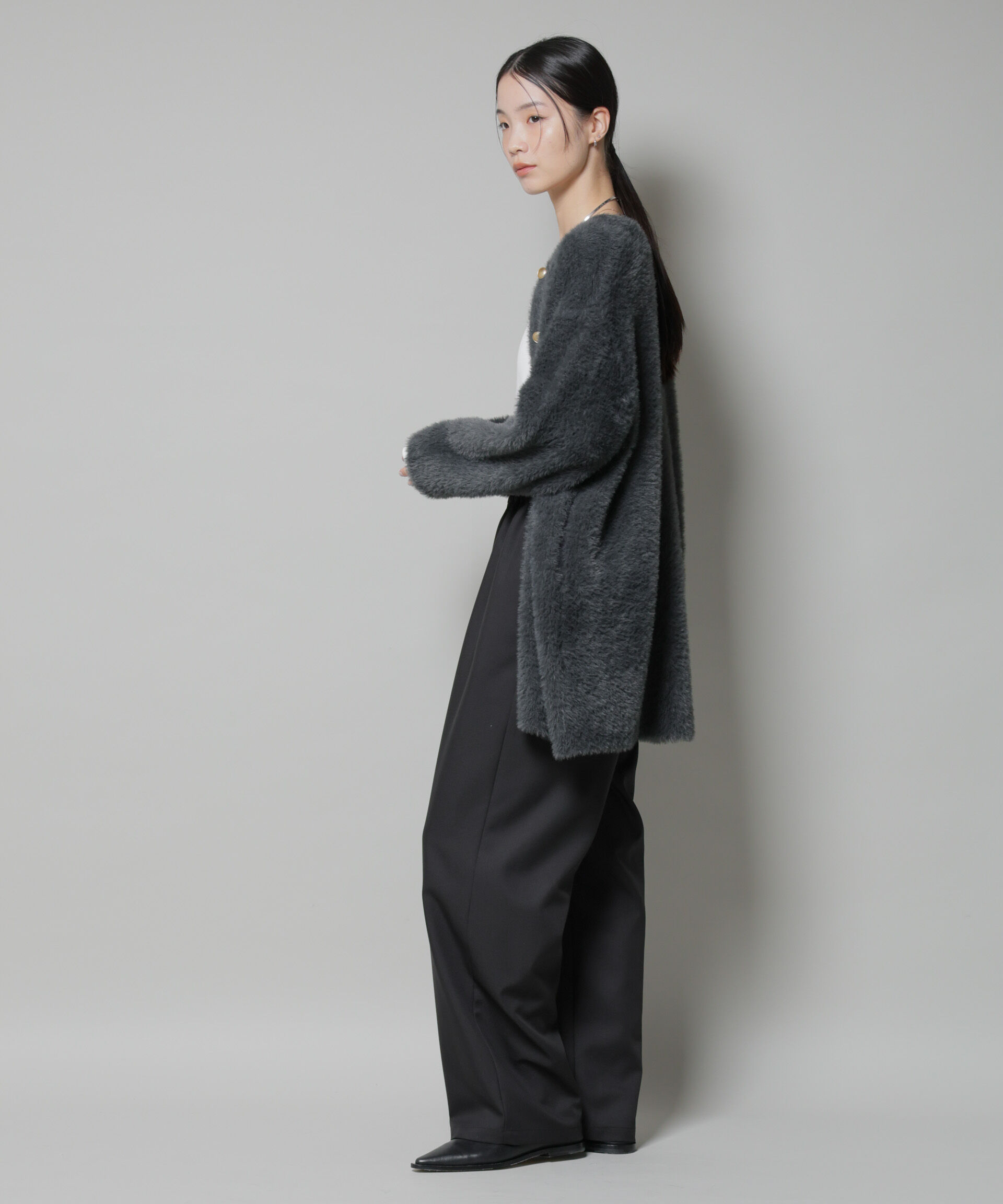 nano･universe「ウエストシャーリングゴムTRワイドパンツ」|チノ|