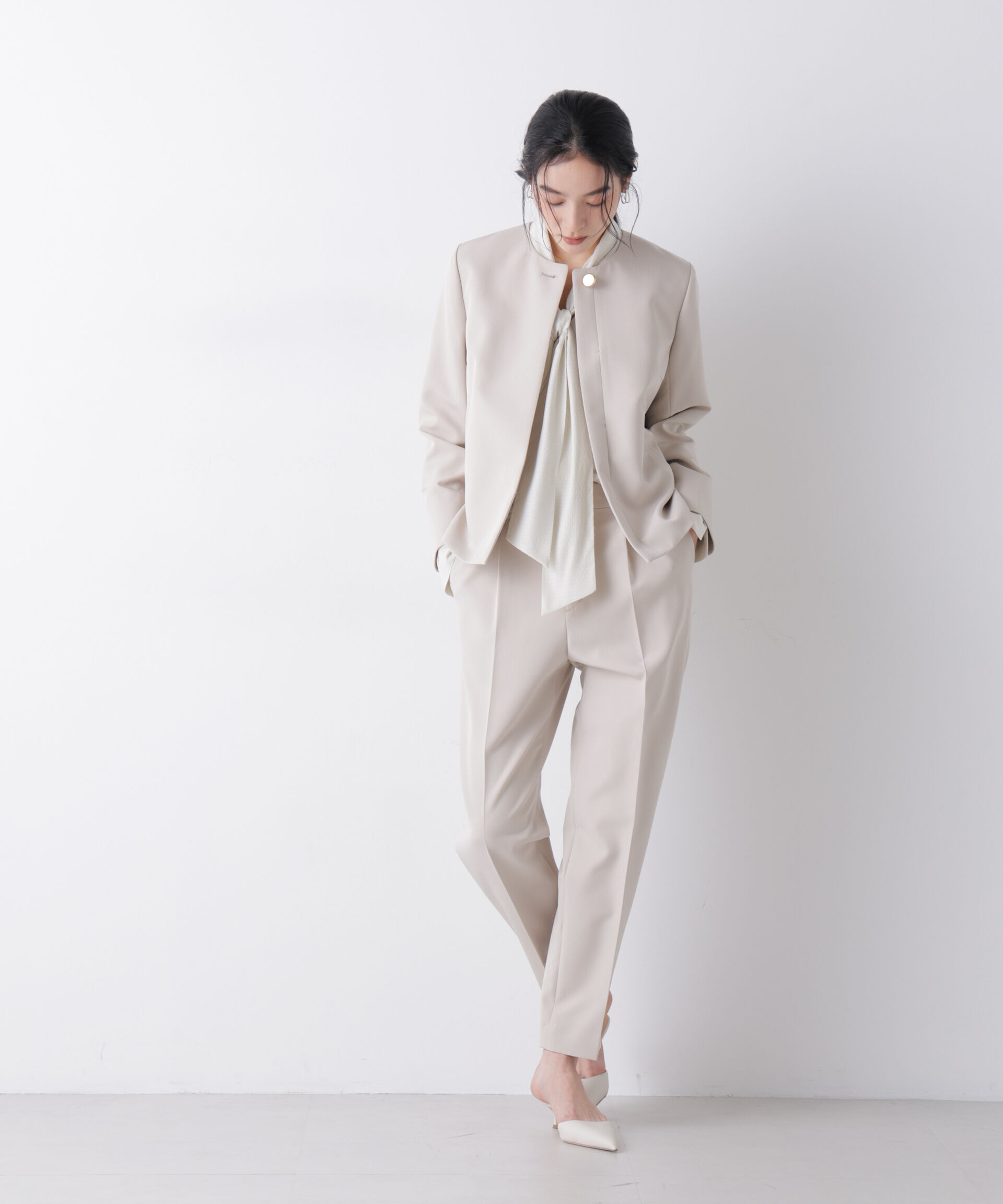 nano･universe「デイリーファンクション ノーカラージャケット(セットアップ可)」|テーラードジャケット|