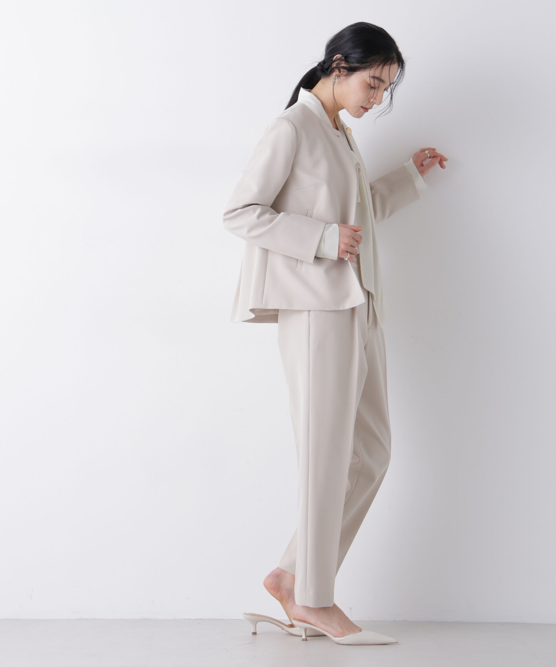 nano･universe「デイリーファンクション ノーカラージャケット(セットアップ可)」|テーラードジャケット|