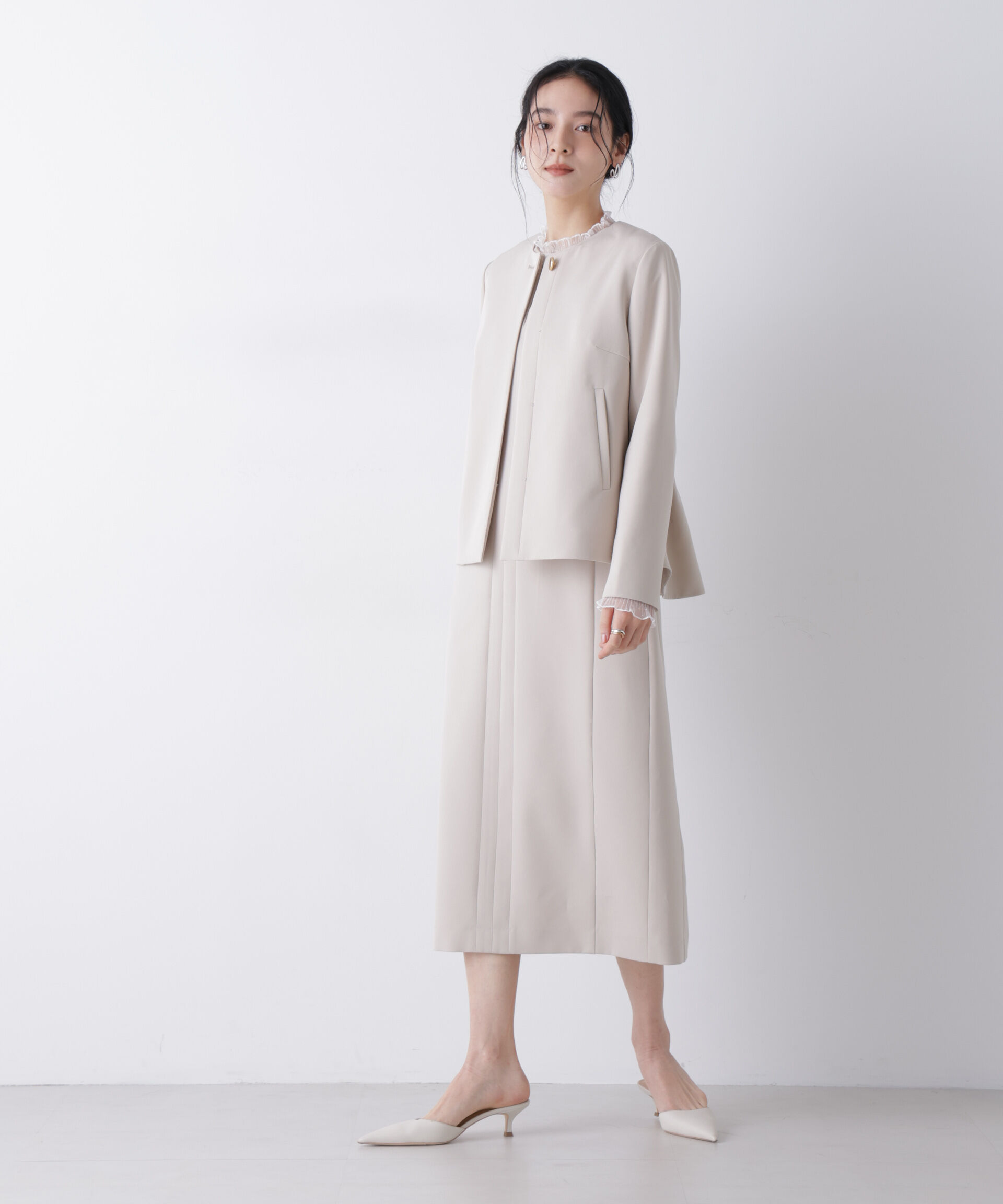 nano･universe「デイリーファンクション ノーカラージャケット(セットアップ可)」|テーラードジャケット|