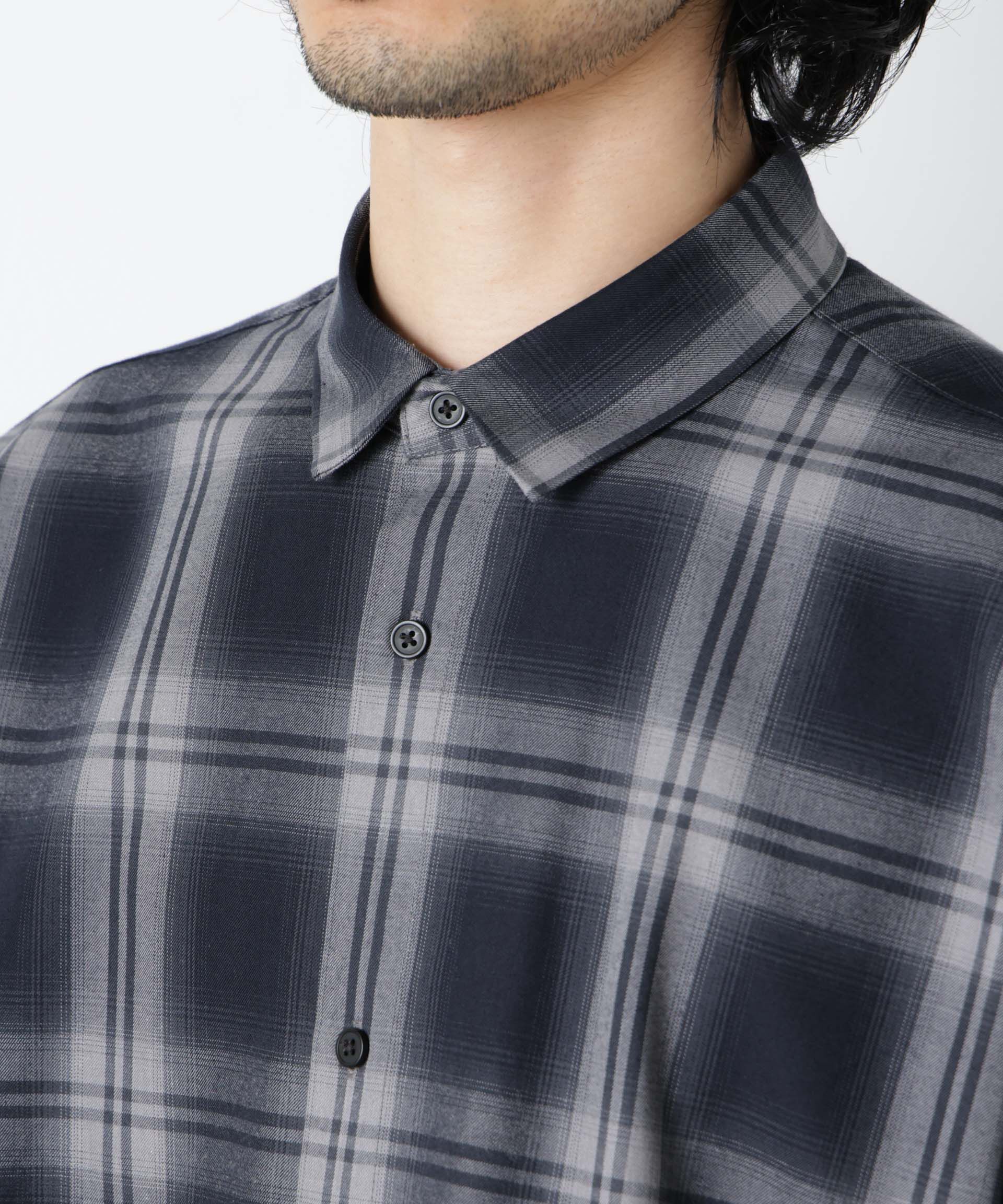 nano･universe「ビッグドレープチェックシャツ 長袖」|シャツ・ブラウス|