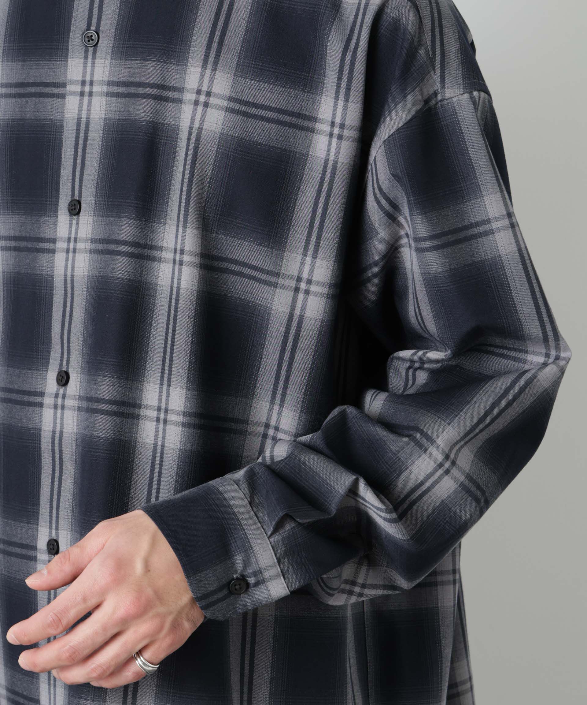 nano･universe「ビッグドレープチェックシャツ 長袖」|シャツ・ブラウス|