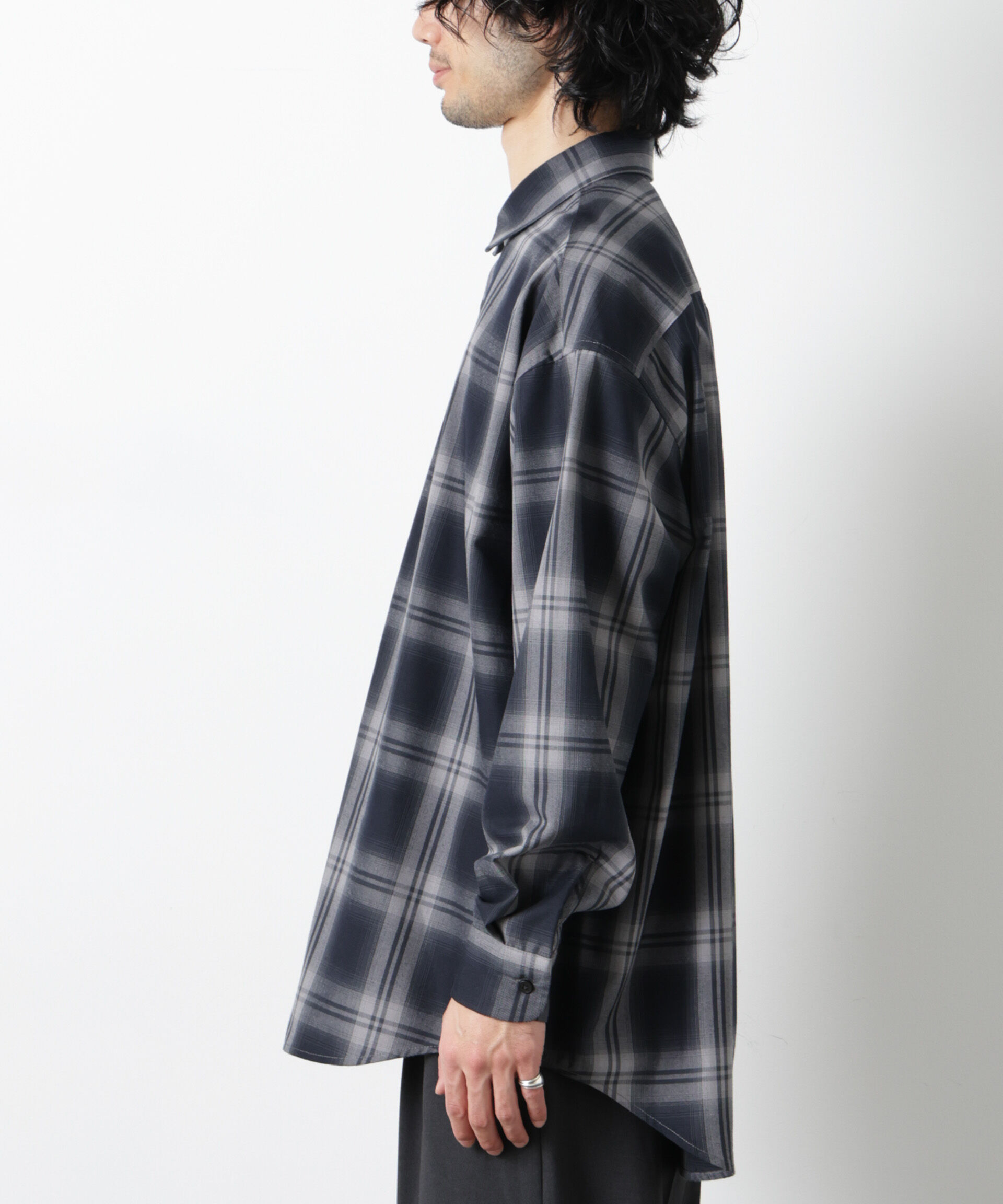 nano･universe「ビッグドレープチェックシャツ 長袖」|シャツ・ブラウス|