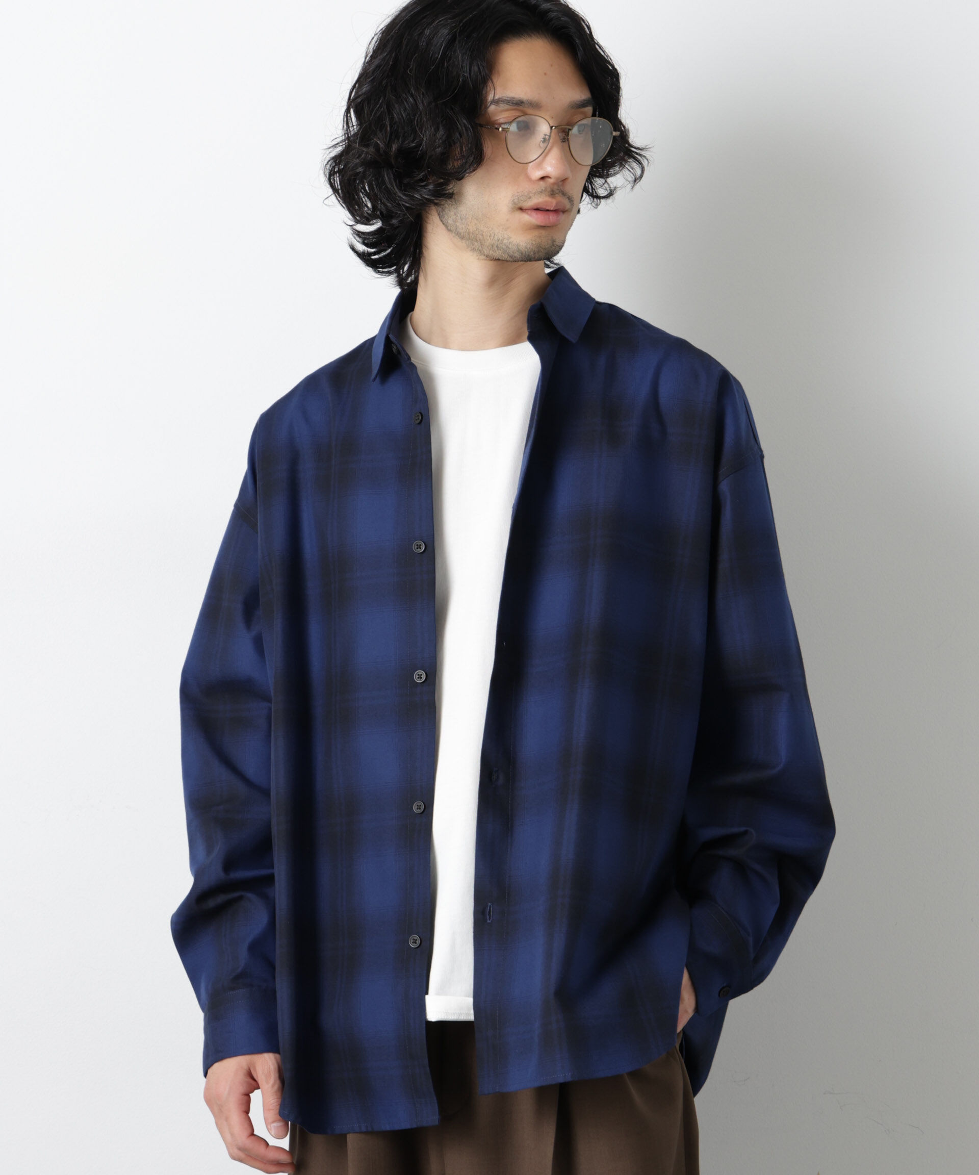 nano･universe「ビッグドレープチェックシャツ 長袖」|シャツ・ブラウス|