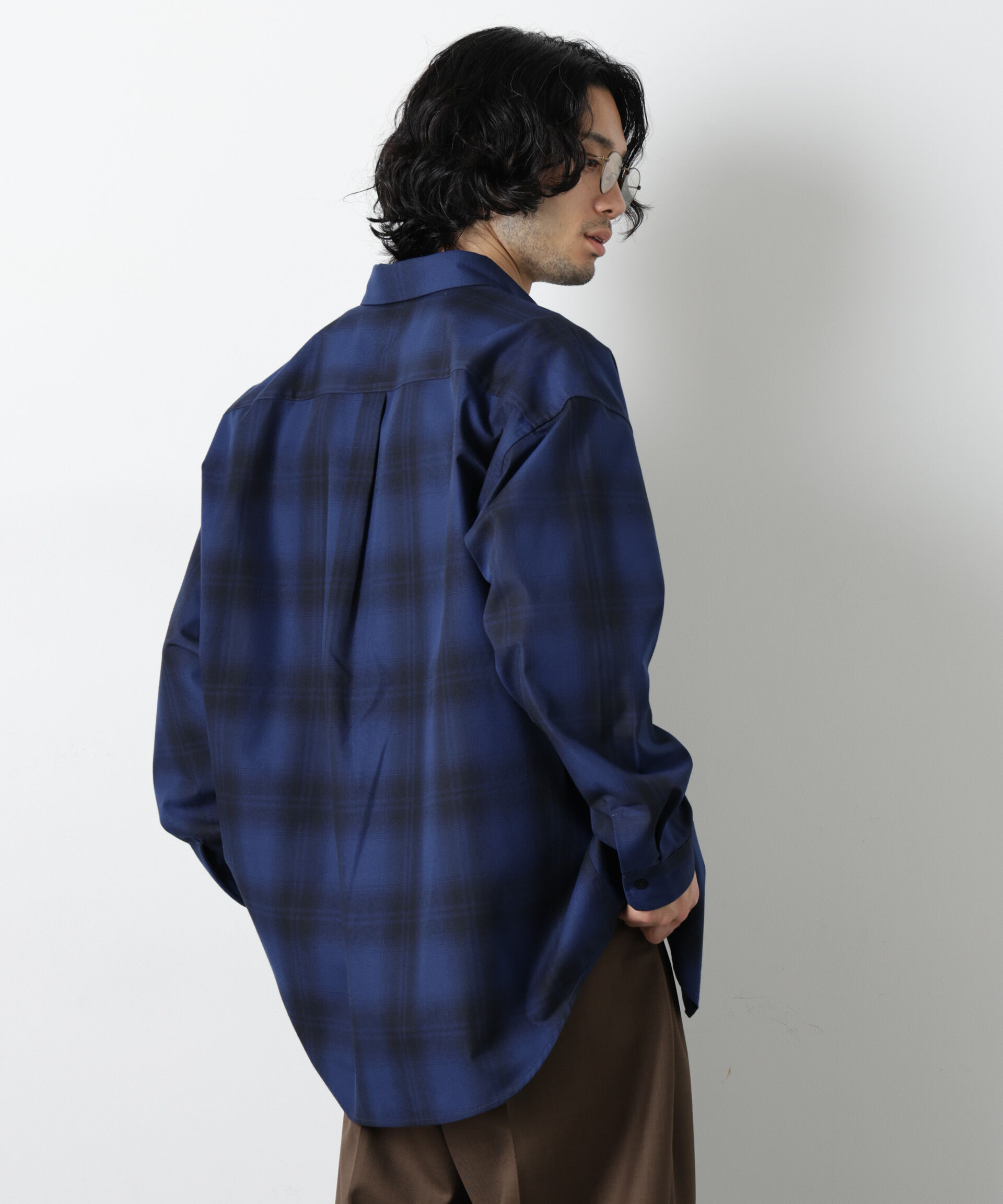 nano･universe「ビッグドレープチェックシャツ 長袖」|シャツ・ブラウス|