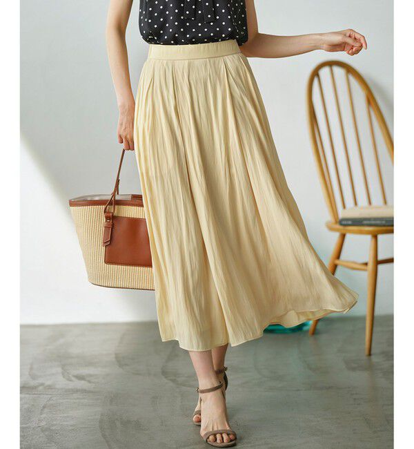 組曲「【WEB限定】ギャザーライトデシン タックスカート」|スカート|カスタード系