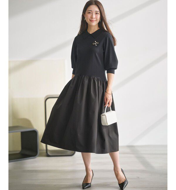 組曲「襟付きドッキング ニットワンピース」|ワンピース|