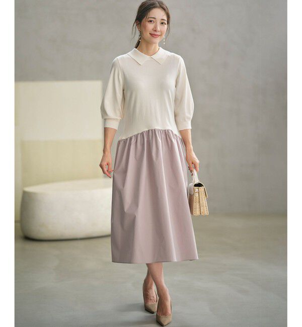 組曲「襟付きドッキング ニットワンピース」|ワンピース|