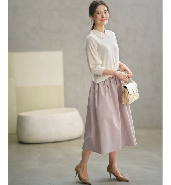 組曲「襟付きドッキング ニットワンピース」|ワンピース|