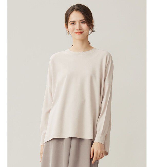 自由区「【WEB限定カラーあり】レーヨンストレッチ ニットT」|ニット・セーター|ベージュ