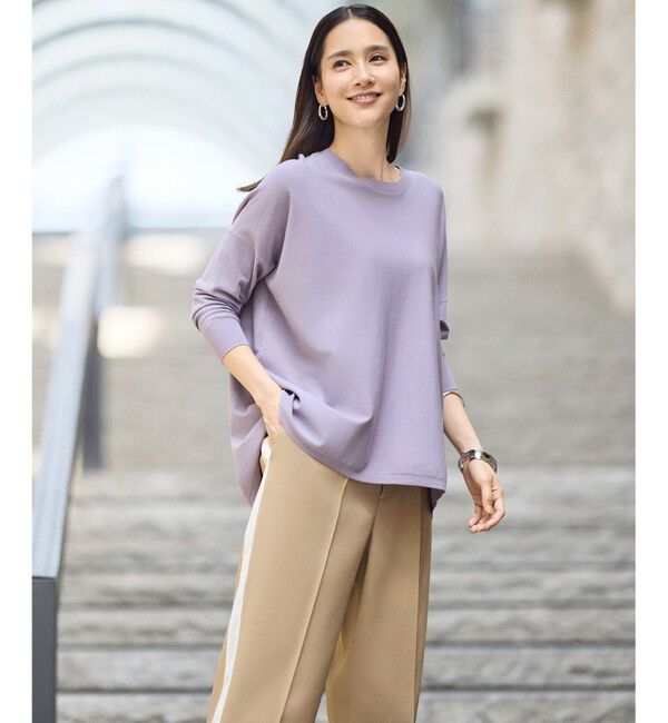 自由区「【WEB限定カラーあり】レーヨンストレッチ ニットT」|ニット・セーター|