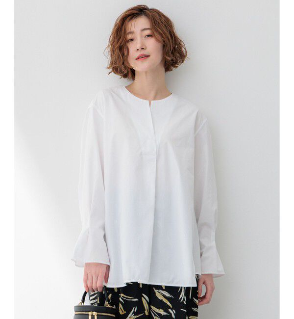 23区「CANCLINI スキッパーベルト付き ブラウス」|シャツ・ブラウス|ホワイト系