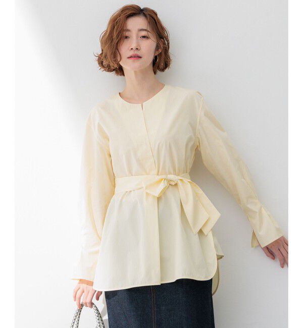 23区「CANCLINI スキッパーベルト付き ブラウス」|シャツ・ブラウス|[WEB限定]ﾚﾓﾝ