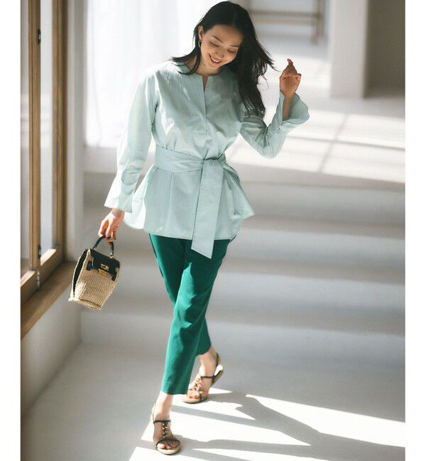 23区「CANCLINI スキッパーベルト付き ブラウス」|シャツ・ブラウス|