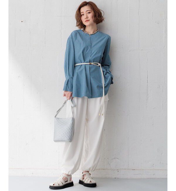 23区「CANCLINI スキッパーベルト付き ブラウス」|シャツ・ブラウス|