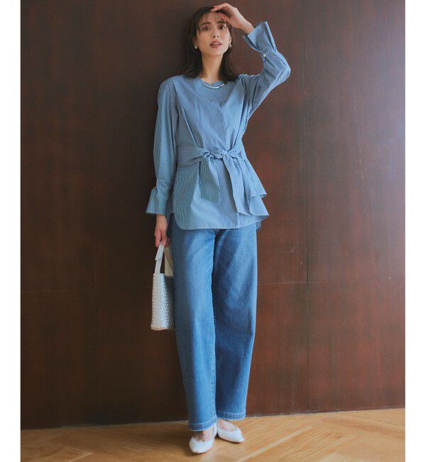 23区「CANCLINI スキッパーベルト付き ブラウス」|シャツ・ブラウス|