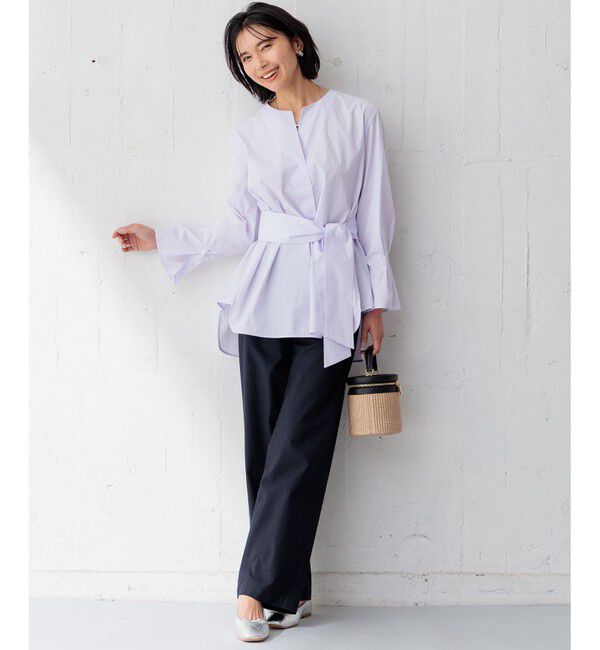 23区「CANCLINI スキッパーベルト付き ブラウス」|シャツ・ブラウス|