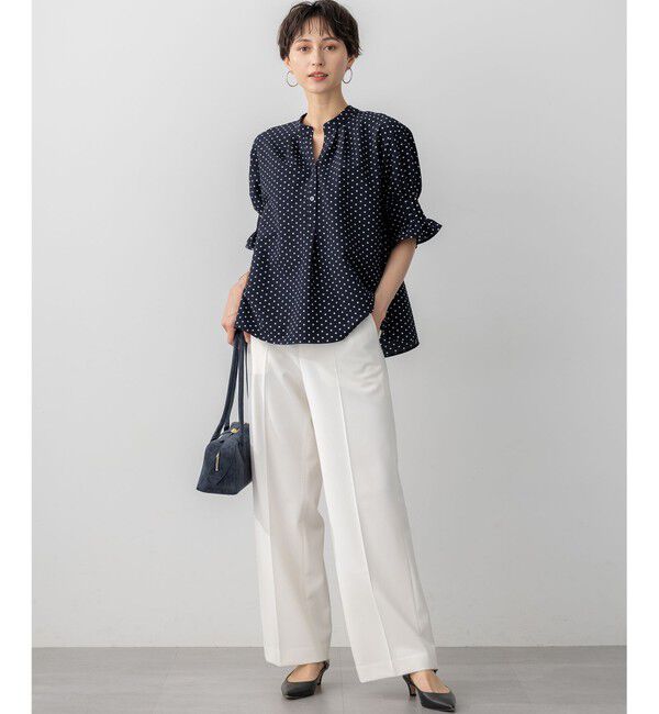 23区「【WEB&一部店舗限定/洗える】ドットプリント サッカー ブラウス」|シャツ・ブラウス|