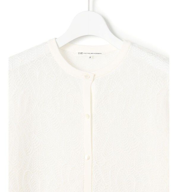 23区「ラッセルレース ニット カーディガン」|カーディガン|