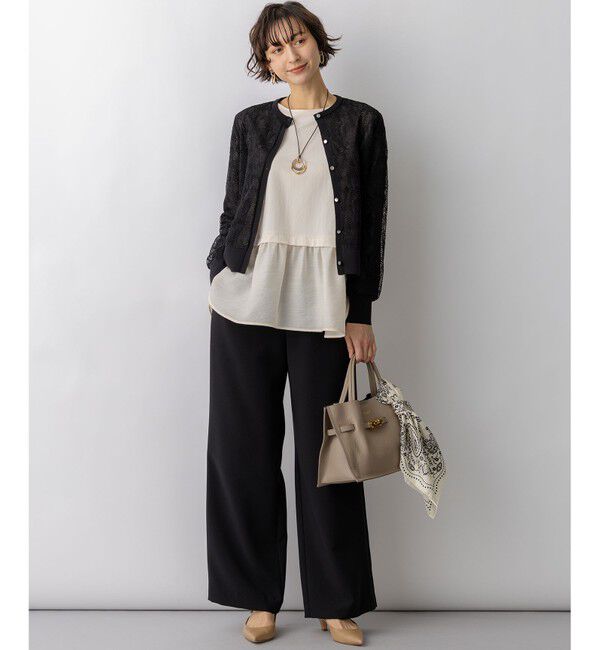 23区「ラッセルレース ニット カーディガン」|カーディガン|