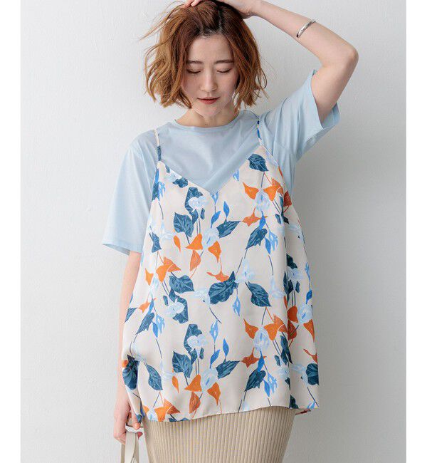 23区「カラーリリープリント キャミソールブラウス」|シャツ・ブラウス|ベージュ系