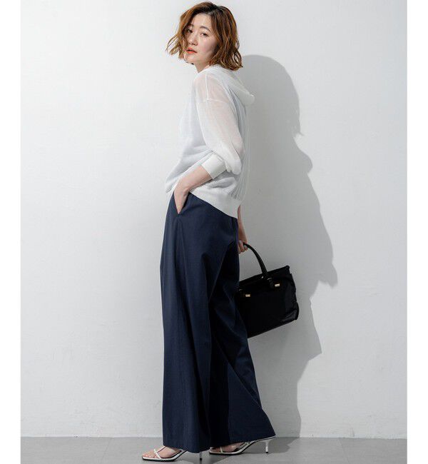 23区「シャイニーシアーニット ジップアップ パーカー」|パーカー|