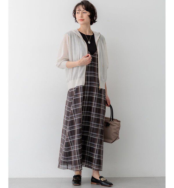 23区「シャイニーシアーニット ジップアップ パーカー」|パーカー|